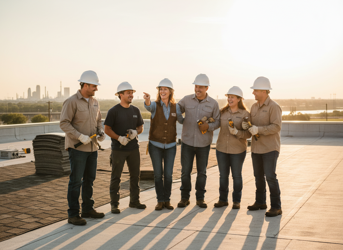 The Beaumont Roof Leak Repair team at work in Beaumont